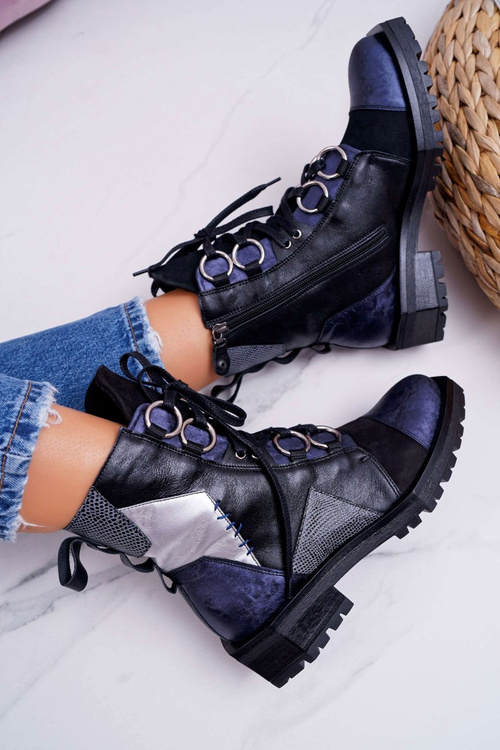 Dámske kožené topánky Maciejka Navy Blue 04184-17/00-3