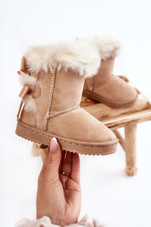 Detské izolované topánky s lukom snehové topánky Light Bege Funks