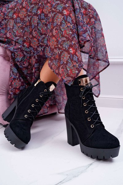 Dámské černé vysoké kotníkové boty semišové Grunge Midow