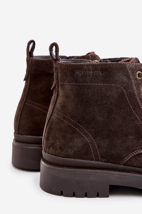 Semišové Zateplené Kotníkové Boty Na Zip Big Star OO174229 Hnědé