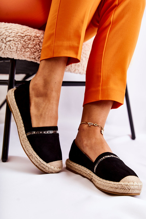 Klasický sklz -v ženských espadrilles čierne Cersei