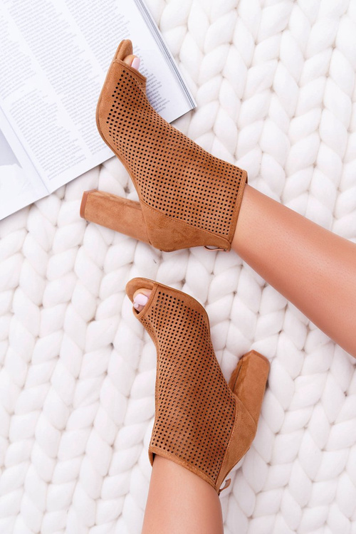 Dámské Ktníkové Boty Na Podpatku Semišové Camel Jessin