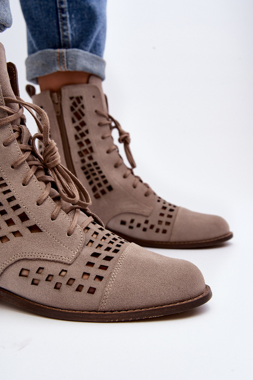 Průsvitné kožené botky Zazoo 2627 Beige