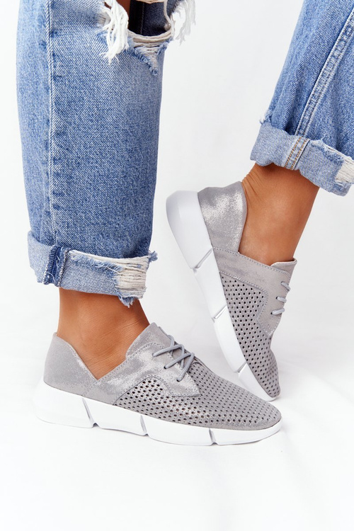 Dámské Kožené Tenisky Šedé Day Trip