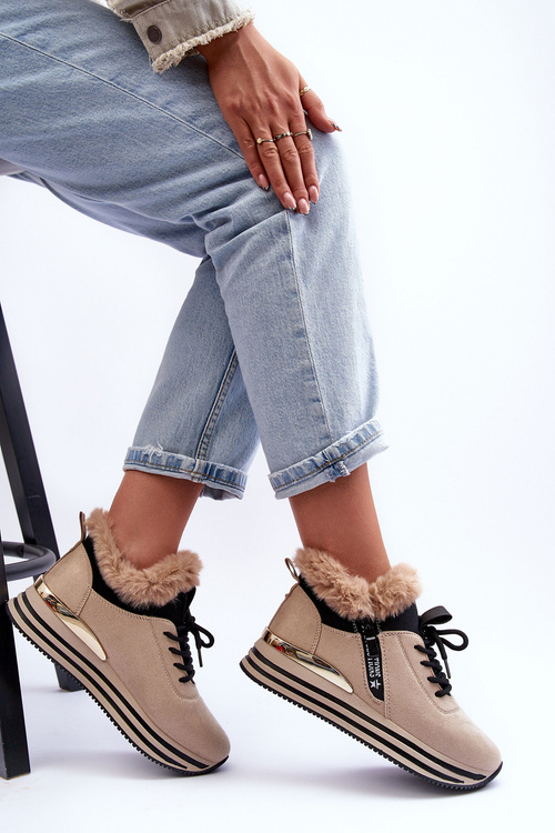 Sportovní Boty S Futerkem Na Platformě  Bežové Jamarie