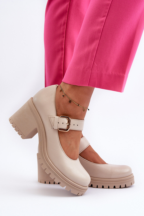 Zazoo 20166 Kožené béžové lodičky