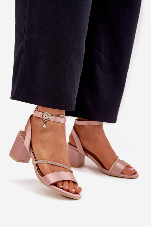 Dámske Sandále Na Opätku S Kryštálmi Vinceza 20268 Béžové