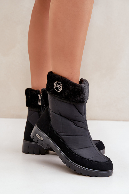 Módne izolované snehové topánky žien Progress progj-21-13 čierna