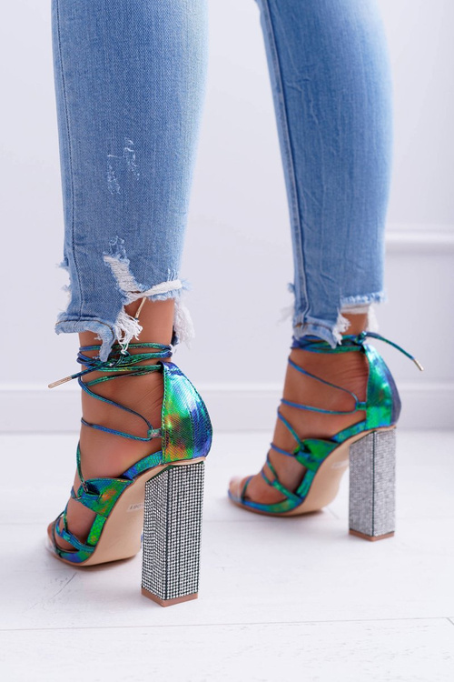 Dámské Sandály Na Podpatku Šněrovací Barva Benzínu Everything