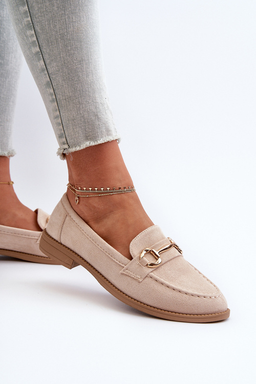 Dámské Mokasíny Na Plochém Podpatku S Ozdobou Beige Aviole