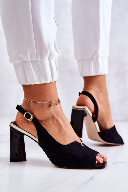 Semišové sandále na čiernom stĺpiku Fiorine