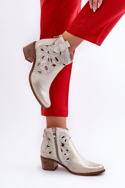 Kožené Zlatisto Opotrené Kozačky Lewski Shoes 3170/2