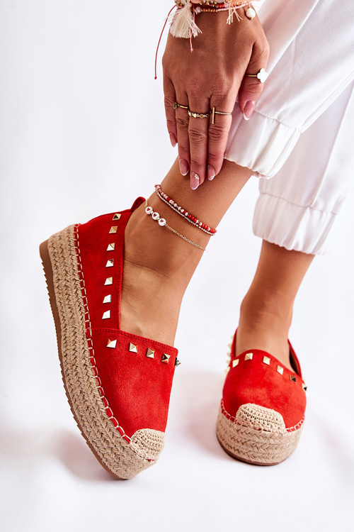 Dámské espadrilky s cvočky červene Laross