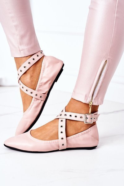 Skladacie kožené baleríny lu boo ružové