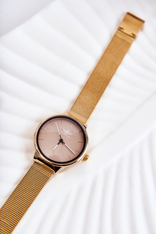 Dámske analógové hodinky Michel John Beige-Gold