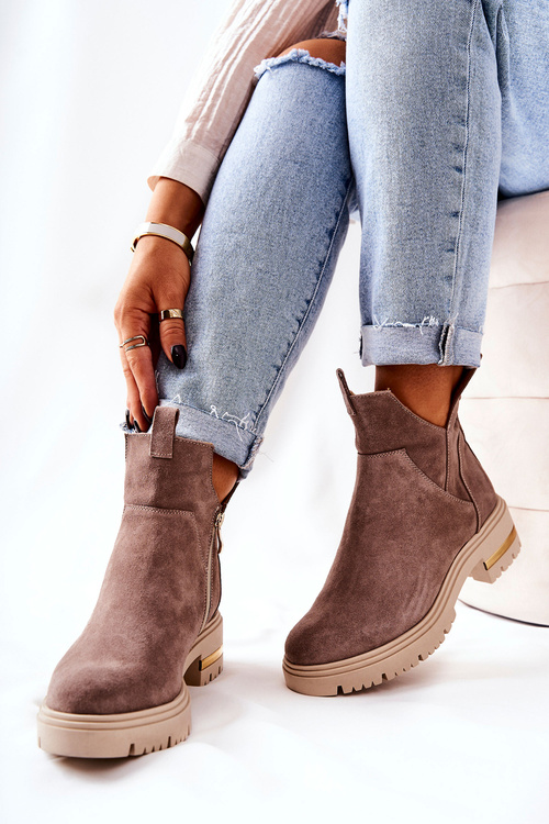 Polstrované boty S vykrojením Cappucino Tanya