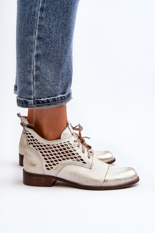 Zazoo 2878 Nízké Kozačky Kožené Dámské Stříbrné