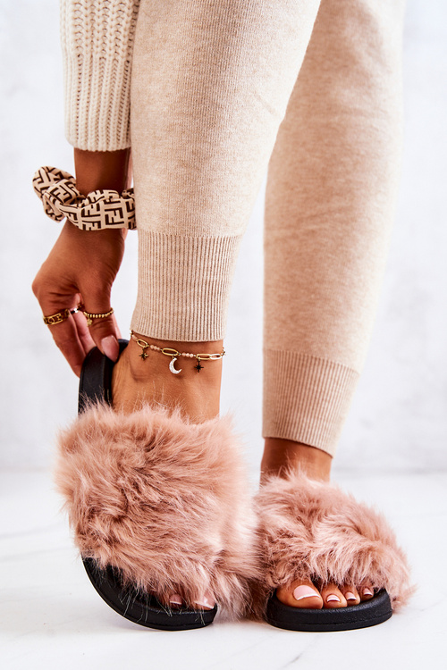 Pantofle s kožíškem Gumove špinavě růžové Pollie