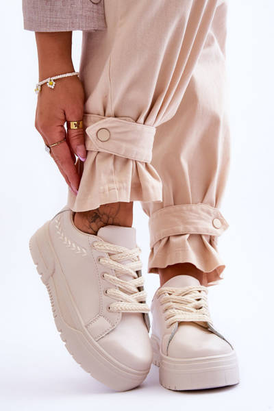 Pohodlné dámske športové topánky na platforme Beige Devan