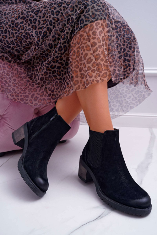 Dámské Kotníkové Boty Na Podpatku Sergio Leone Černé BT702