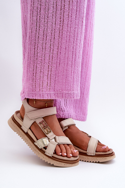 Zazoo 50103 Dámské Kožené Sandály Na Platformě Beige