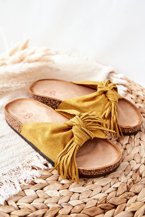 Papuče na korkovej podrážke žlté