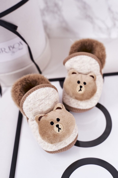 Dětské Pantofle Na Gumičku S Plyšovým Medvídkem Hnědé Pooh