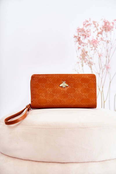 Veľká dámska peňaženka s svetlo hnedou dekoráciou Fabio