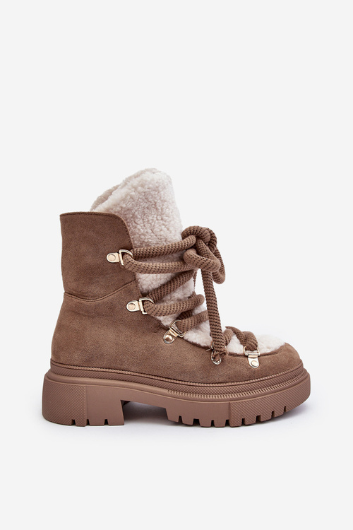 Dámske snehové topánky s béžovou viazaním