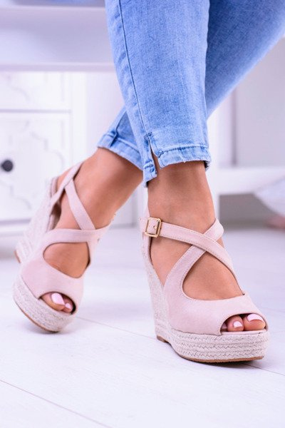 Ženské béžové sandále pre Espadrilles Elonore Wedge