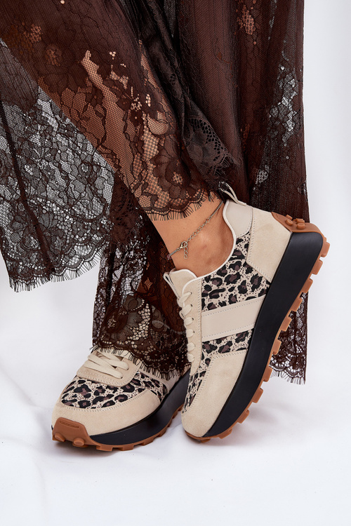 Zamatové Dámske Sneakers Na Platforme Panther Vinceza 66793 Béžové