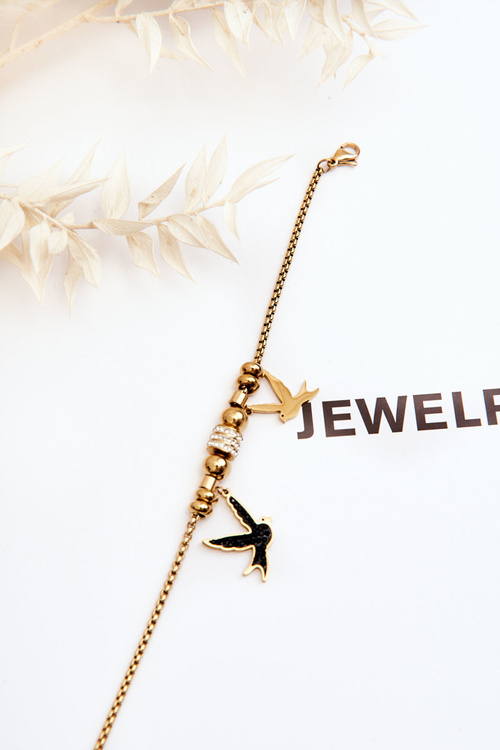 Elegantné dámske lastovné náramok so zlatými zirkónmi