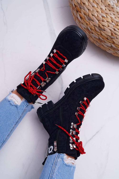 Dámske topánky na čierny semiš Panther