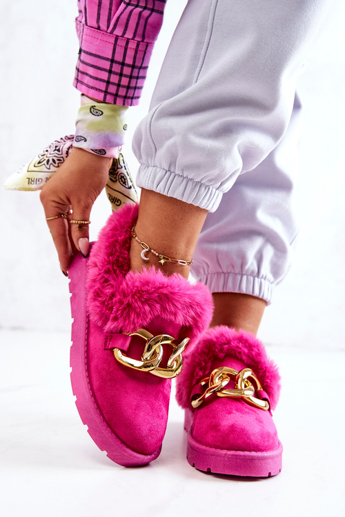 Ženské papcie zlaté reťazce fuksja arndums