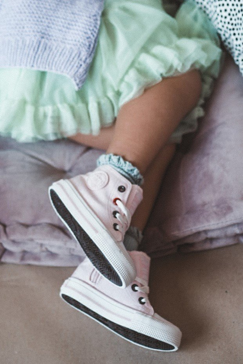 Detské vysoké tenisky s ružovým posúvačom veľkej hviezdy HH374087