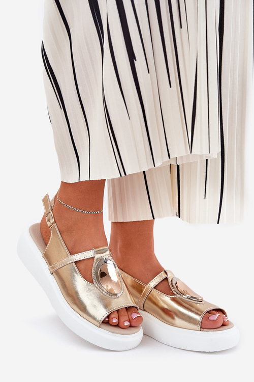 Kožené Elegantné Dámske Sandále S.Barski GR51-603 Zlaté