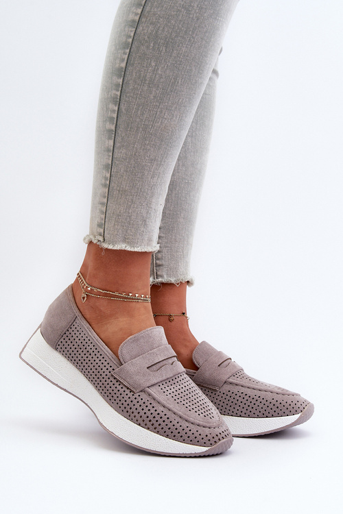 Dámske mokasíny na platforme z eko semišu sivé Inesqua