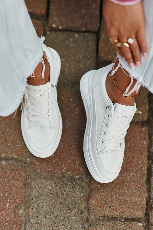 Tenisky Dámské Sportovní Na Platformě S Ozdobou Bílý VINCEZA 13613