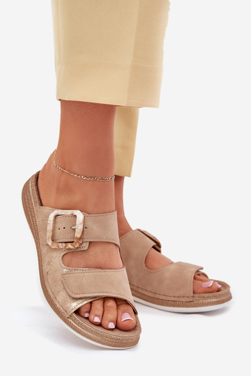 Dámske Sandále S Prackou A Suchým Zipsom Béžové INBLU MK000013