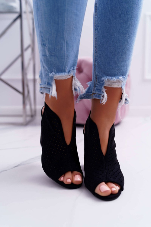 Dámské Sandály Na Podpatku Peep Toe Černé Nevienna