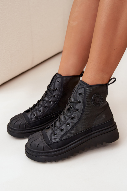 Vysoké Dámske Tenisky Zateplené Big Star OO274A355 Čierne