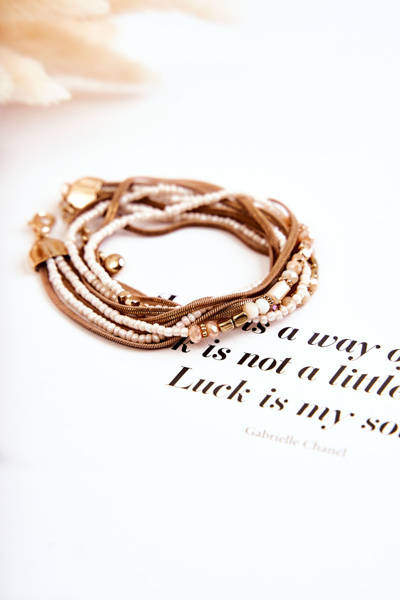 Dámsky náramok s perlami a béžou kryštálov