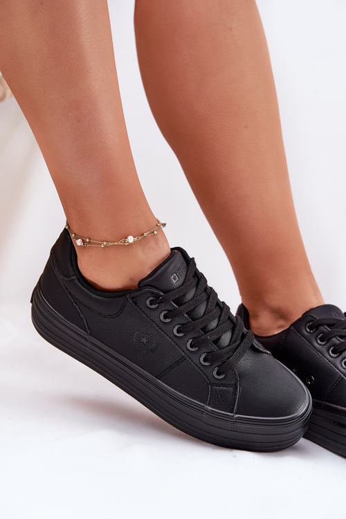 Ekologické Kožené Tenisky Dámske Na Platforme Big Star RR274299 Čierne