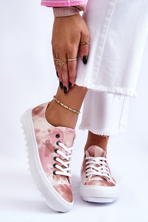 Módne nízko veľké hviezdy LL274044 Pink-Beige tenisky