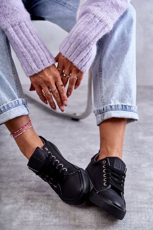 Nízke dámske kožené tenisky Big Star KK274006 čierna