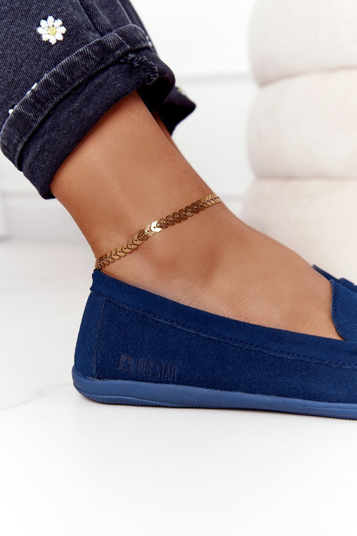 Dámske semišové mokasíry Veľká hviezda HH274663 NAVY BLUE