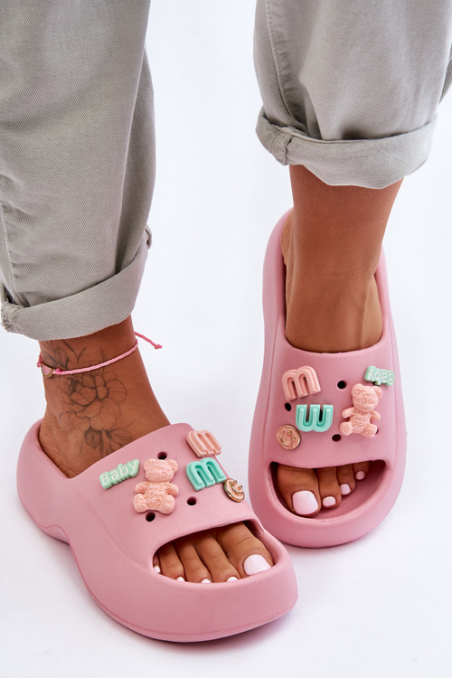 Měkké Dámské Pěnové Šlapky s Ozdobami Růžové Lorie