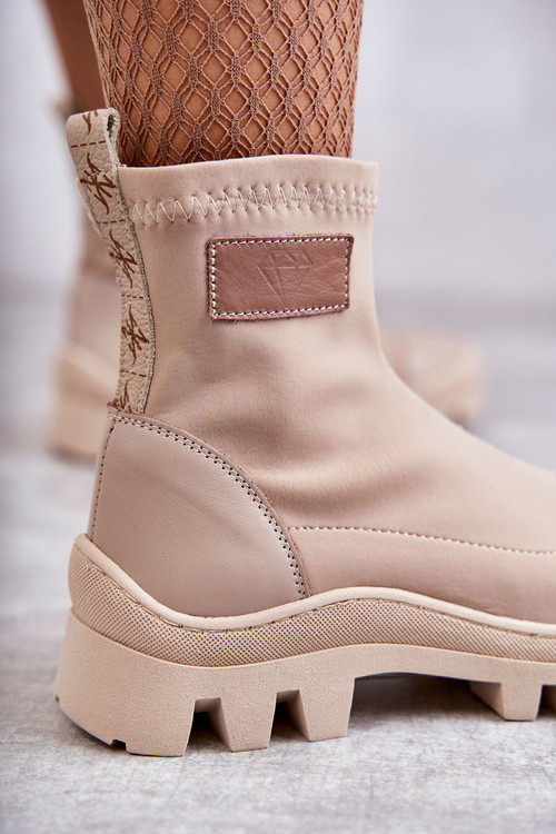 Dámské látkové kozačky Nicole 2703 Béžove