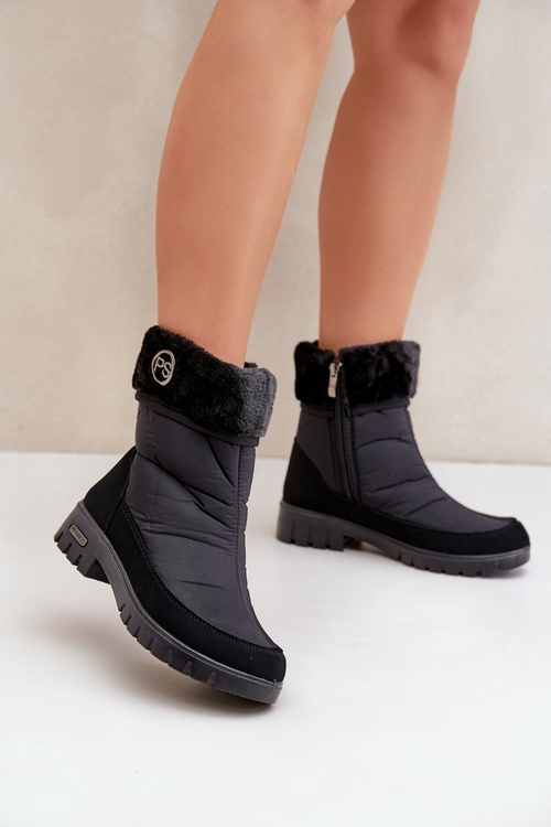 Módne izolované snehové topánky žien Progress progj-21-13 čierna