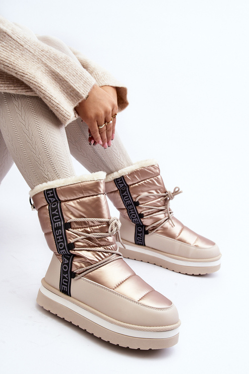 Dámske snehule s viazaním béžové Lilara